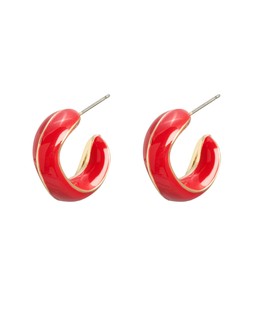 Zhen Wavy Shape Red Enamel Hoop Earrings £16.50 €21.50