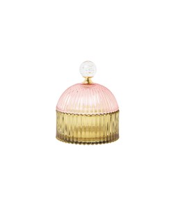 Pink & Green Domed Glass Jewellery Box £16