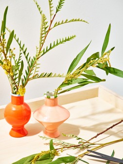 Pink & Orange Glass Bud Vases Set of Two £19.5