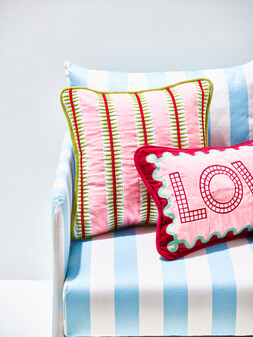 Reversible Pink Stripe Cushion Cover £29.5