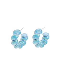 Lucia Puffy Blue Twisted Hoop Earrings £16.5