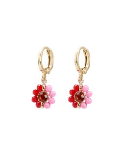 Rosalie Pink Beaded Flower Drop Earrings