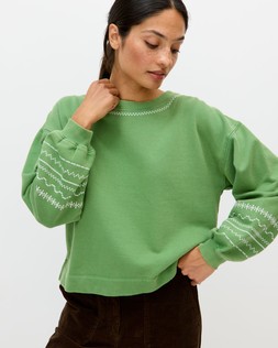 Green & White Cross Stitch Embroidered Sweatshirt £60