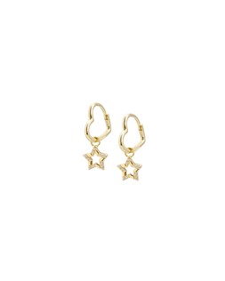 Akira Cubic Zirconia Star Charm Heart Shaped Gold Plated Hoop Drop Earrings £42