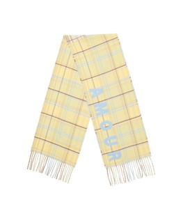 Amour Yellow & Blue Checked Knitted Tassel Scarf £39.50