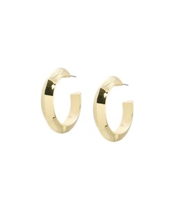 Aninah Shiny Gold Tone Medium Hoop Earrings £18