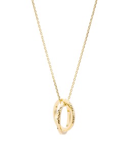 Anita Two Textured Ring Charm Gold Plated Pendant Necklace £52