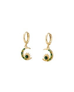 Avaluna Green Stone Moon Charm Drop Earrings £16.50