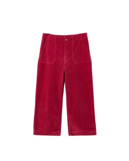 Berry Red Corduroy Cropped Wide Leg Trousers £70