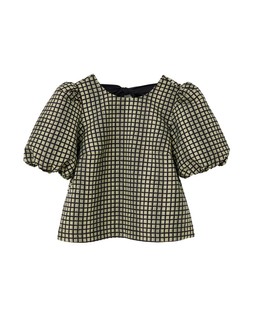 Black & Green Checked Jacquard Puff Sleeve Top £60