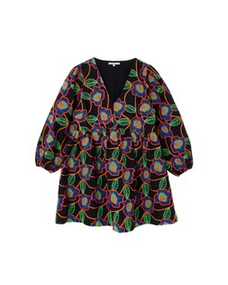 Black Multicoloured Embroidered Flowers V-Neck Mini Dress £95