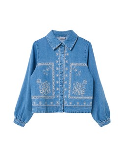 Blue Denim Bandana Print Embroidered Shirt £72