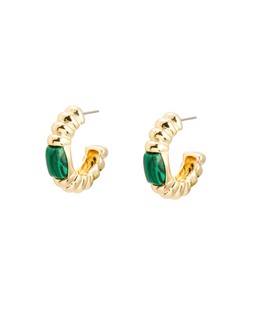 Breana Green Enamel Chunky Ribbed Hoop Earrings £18