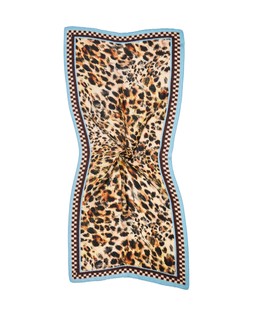 Brown Checked Animal Print Pleated Scarf £26