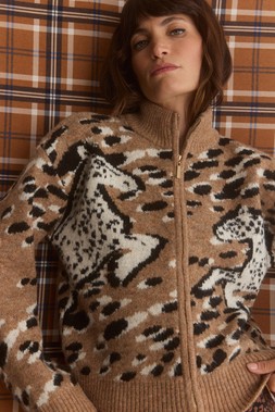 Brown Horse Print Crew Neck Knitted Jumper £70 (3) 1953862