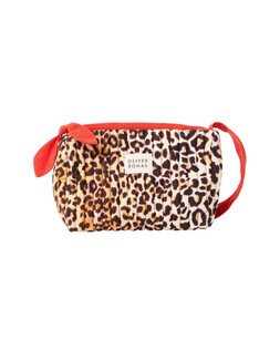 Brown & Red Leopard Print Large Wash Bag with Wrist Strap £25