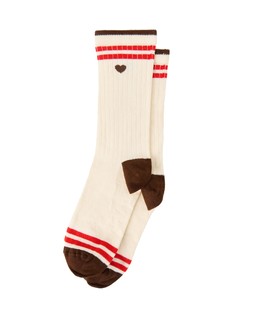 Brown & Red Striped Heart Sporty Ankle Socks £8.5