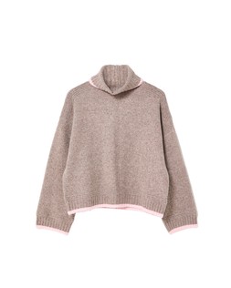 Camel & Pink Roll Neck Knitted Jumper £70