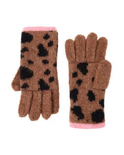 Chestnut Brown Animal Print Gloves With Pink Trim £28