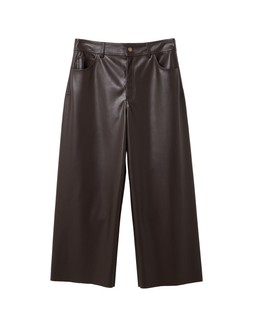 Chocolate Brown PU Cropped Wide Leg Trousers £70