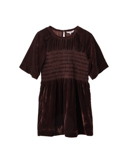 Chocolate Brown Velvet Shirred T-Shirt Mini Dress £78