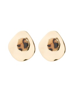 Elowen Tortoiseshell Inlay Organic Shape Gold Tone Earrings £18
