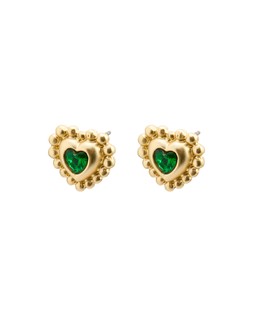Everly Green Stone Detail Mini Heart Earrings £12.50