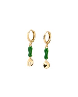 Fork & Spoon Charm Drop Huggie Earrings £16.50