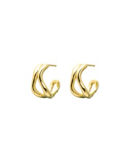 Galia Wavy Shaped Gold Plated Chunky Hoop Earrings £42