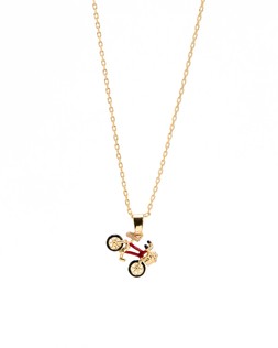 Gold Tone & Enamel Bicycle Charm Pendant Necklace £22.50