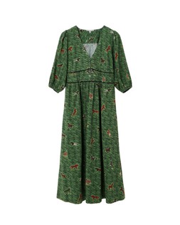 Green & Brown Horse Print V-Neck Midi Dress £82