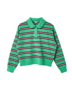 Green & Burgundy Striped Long Sleeve Rugby Top £50