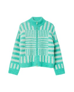 Green Geometric Zip Up Knitted Bomber Jacket £75