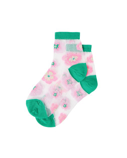 Green & Pink Floral Sheer Socks £8.50
