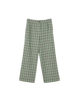 Green Wool Check Tab Front Wide Leg Trouser £75
