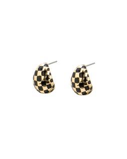 Herbie Black and Gold Tone Checkerboard Chunky Hoop Earrings £14.50
