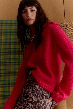 Hot Pink Frill Collar Knitted Jumper £70 1923179
