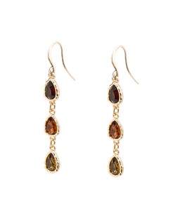 Intira Brown Stone Detail Mini Teardrop Tiered Drop Earrings £18