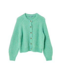 Jade Green Ribbed Crew Neck Knitted Cardigan £70