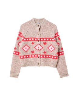 Light Brown & Red Geometric Knitted Cardigan £75