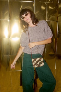 Mocha Brown Bow Knitted T-Shirt £65