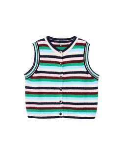 Multicoloured Striped Button Up Knitted Waistcoat £55
