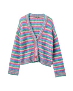 Multicoloured Striped V-Neck Knitted Cardigan £70