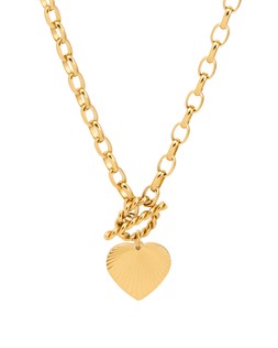 Oliver Bona sLouisa Etched Heart Charm Stainless Steel Chain Necklace £39.50