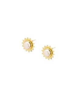 Oliver Bonas Aelia Sun Pearl Inlay Gold Plated Stud Earrings £45
