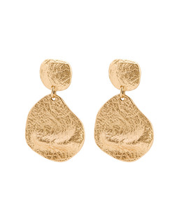 Oliver Bonas Amari Textured Metal Shapes Gold Tone Drop Earrings £19.50