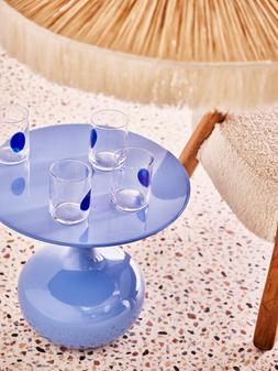 Oliver Bonas Azul Spot Tumblers S4 £29.50 - Oliver Bonas Perla Side Table £125