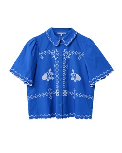 Oliver Bonas Blue Cross Stitch Shirt £65