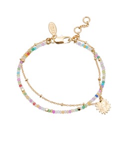 Oliver Bonas Brilla Sunshine Charm Beaded Double Row Chain Bracelet £19.50