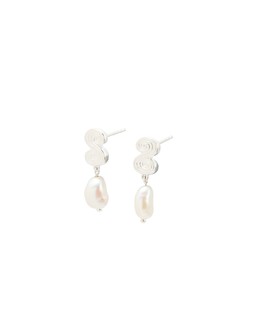 Oliver Bonas Clodagh Pearl & Swirl Silver Drop Earrings £48